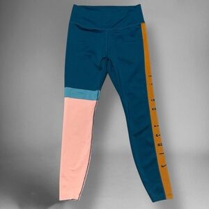 Nike Blue and Pink Colorblock Athletic Women Leggings Logo Just Do It